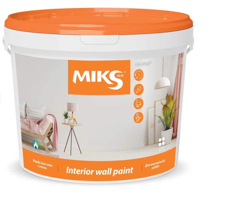 Фарба акрилова водоемульсійна MIKS Color для стін і стель білий 3 л 4,2 кг